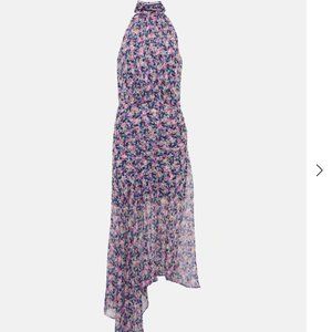 Asymmetrical Leia printed silk midi dress